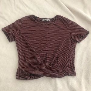 Zara Trafaluc Striped Cropped Tee